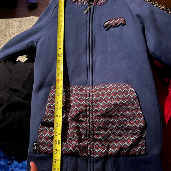 Grassroots California navy long hoodie jacket with hidden pocket - Picture 13 of 16